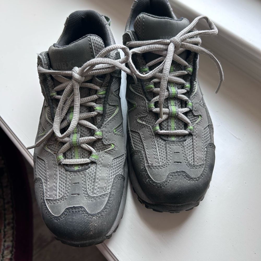 Gray with  Green Accents Women's Steel Toed Sneakers